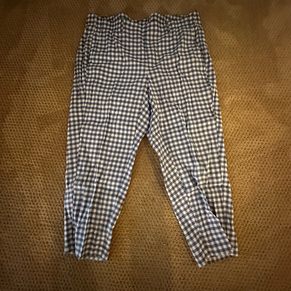 J. Jill Blue and White Checkered Ankle Pants
